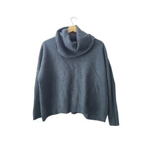 Cynthia Rowley 100% Merino Wool Cowlneck Dolman Sleeve Sweater Blue Size L/XL